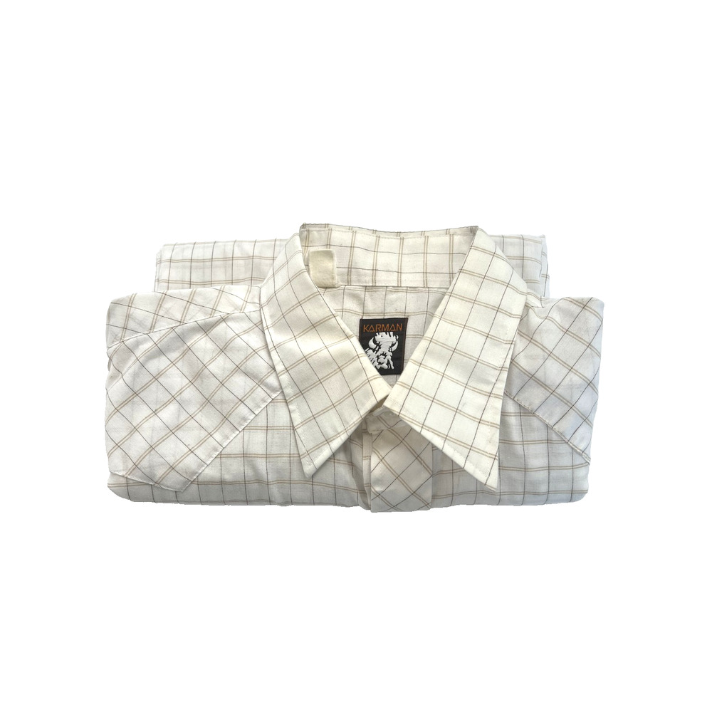 KARMAN Mens Grid Pattern Long Sleeve Button Up Shirt Classic Fit‎ Casual